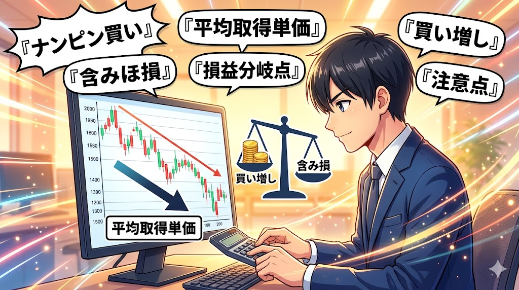 ナンピン買いで平均取得単価を計算するサラリーマン