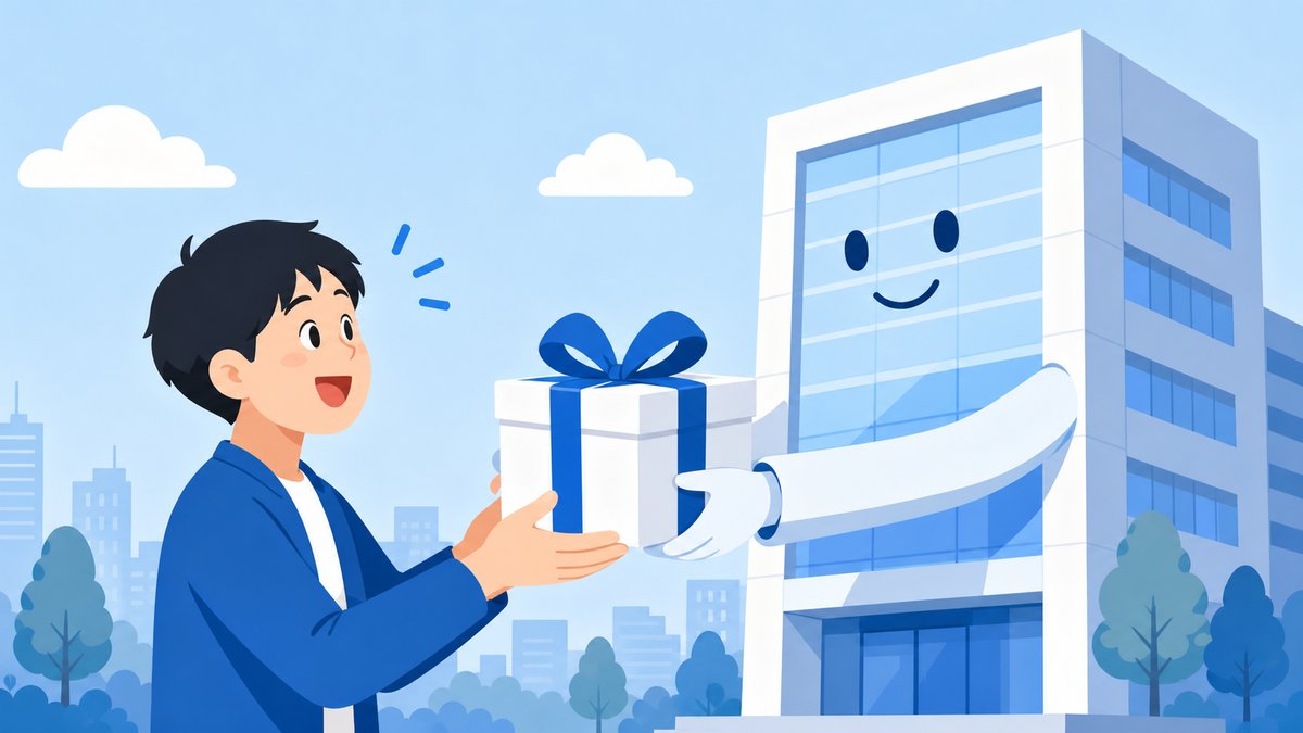 企業から株主へ優待品が贈られるイメージイラスト